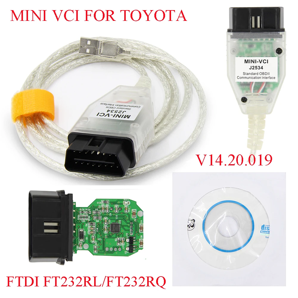 Мини сканер VCI для TOYOTA TIS Techstream V14.20.019 minivci FT232 J2534 OBD OBD2 автомобильный