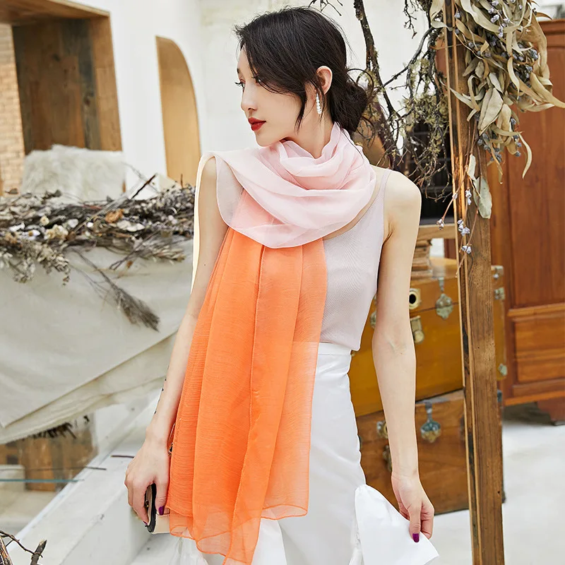 

RUBY VICKY Gradual Coloration New Beach Scarf Sunscreen Silk Scarf Shawl in Spring and Summer