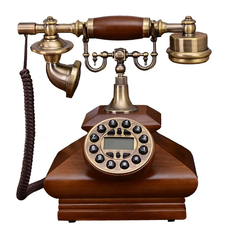 Четырехгранный деревянный телефон, старинный стационарный телефон, винтажный домашний офис, стационарный телефон Telefone telefonos fijos de casa