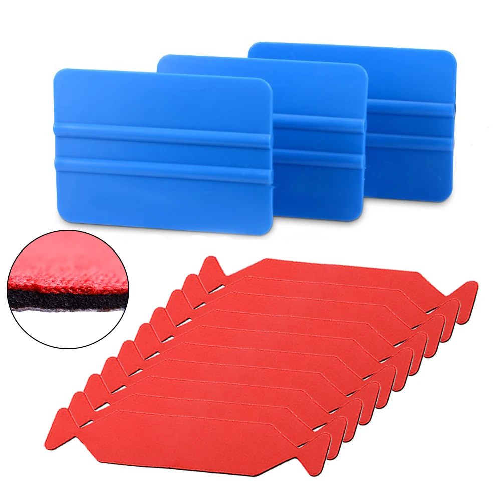 

EHDIS 3pcs Car Wrapping Vinyl Squeegee With Fabric Felt Carbon Fiber Film Installing Scraper Window Tint Cleaning Sticker Tools