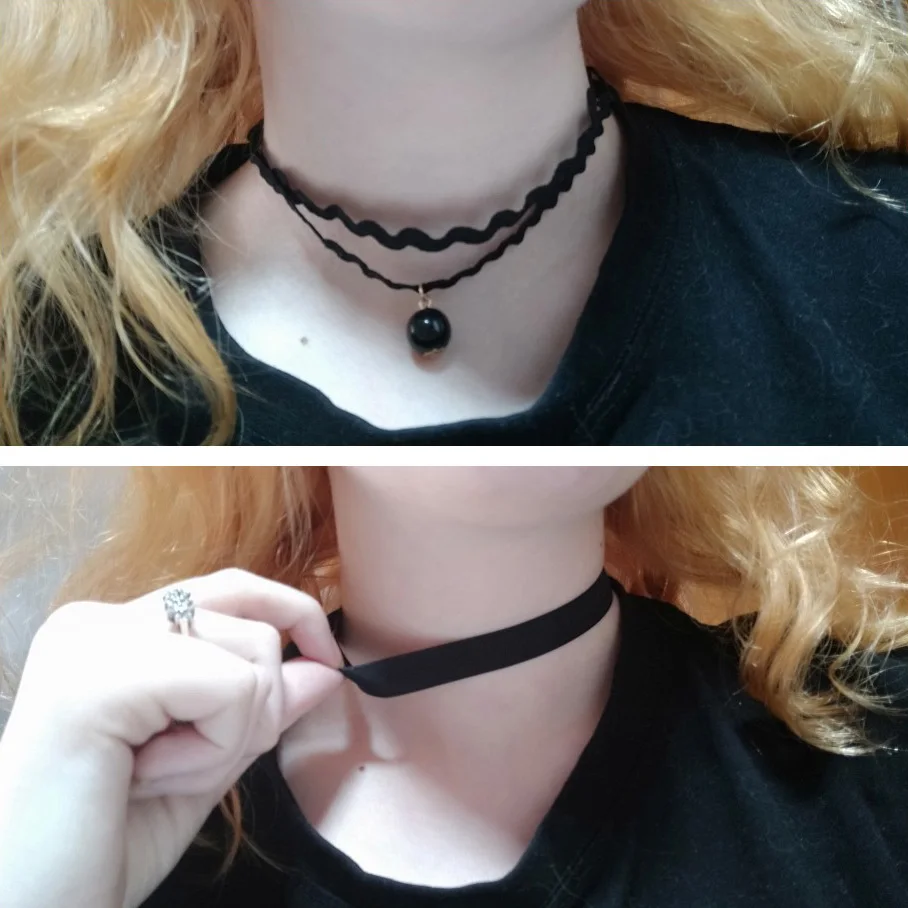 Hollow Designs Black Leather Velvet Choker Necklace Layer 17 H9c1d854000d943138c6c5eac67b49980S