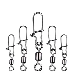 50PCS Pike Fishing Accessories Connector Pin Bearing Rolling Swivel Stainless Steel Snap Fishhook Lure Swivels Tackle
