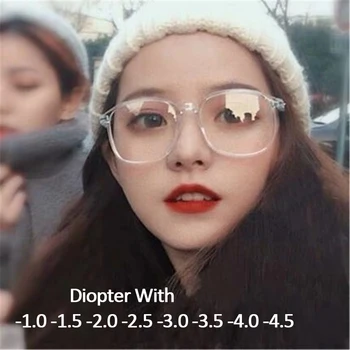 

seemfly Vintage Metal Big Frame Myopia Glasses Women Transparent Classic Eyeglasses Spectacle -1 -1.5 -2 -2.5 -3 -3.5 -4 -4.5