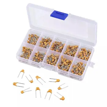 

300pcs 10 Values 50V 10pF~100nF Ceramic Disc Capacitors Assortment Kit with Box
