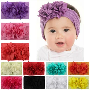 

2020 explosion baby hair accessories super soft nylon lotus leaf children's accessories cute princess hair band