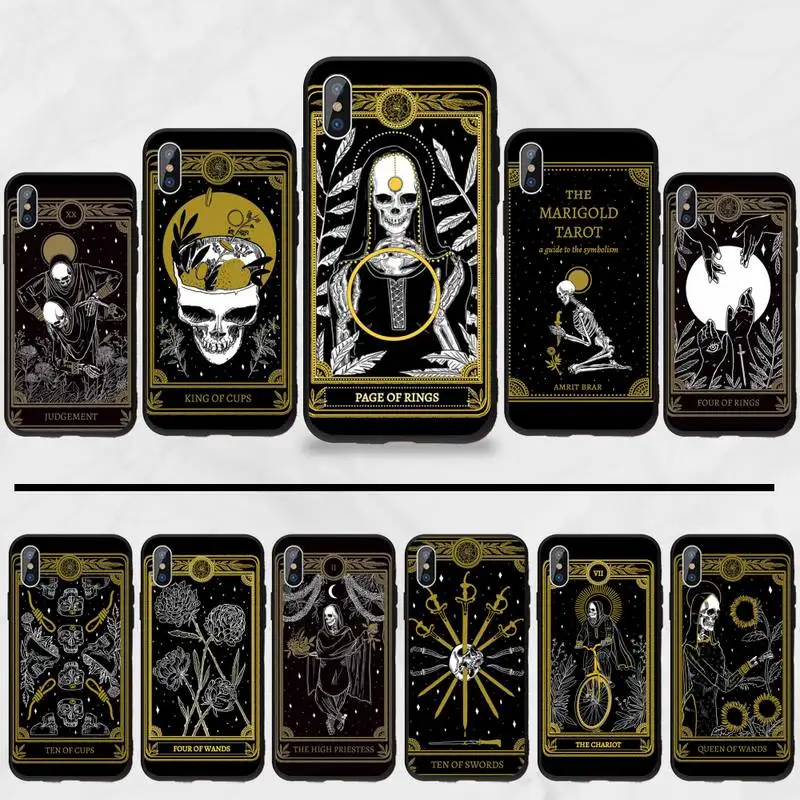 Death Tarot черный ТПУ мягкий резиновый чехол для телефона iphone 5 5s 5c se 6 6s 7 8 plus x xs xr 11 pro