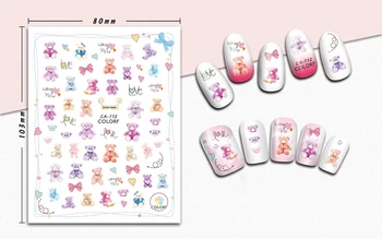 

Nail Sticker 3D Nails Art Slider Tattoo Foil Love Bear Bow Design Decoration Manicure Tips Adhesive Sticker Wraps Pegatinas