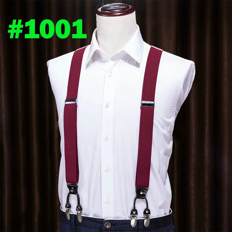 Barry. wang y-образные подтяжки, 6 зажимов, винтажные подтяжки для мужчин и женщин, подтяжки для юбок, брюк, свадебные подтяжки, BD-1005 - Цвет: B-1001