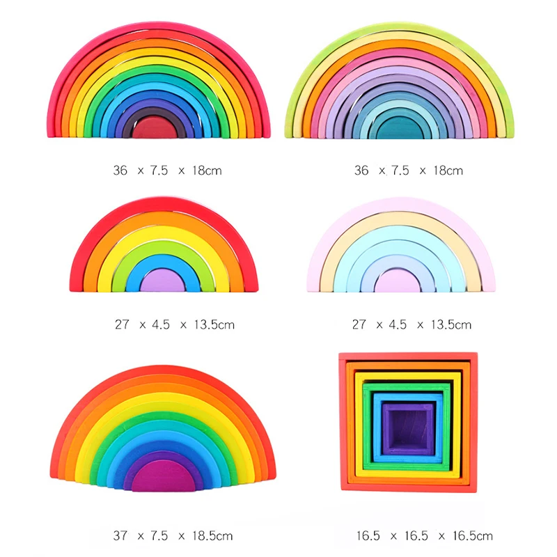 Монтессори Деревянные радужные блоки детские деревянные строительные блоки Развивающие детские игрушки рождественские подарки игрушка для новорожденных