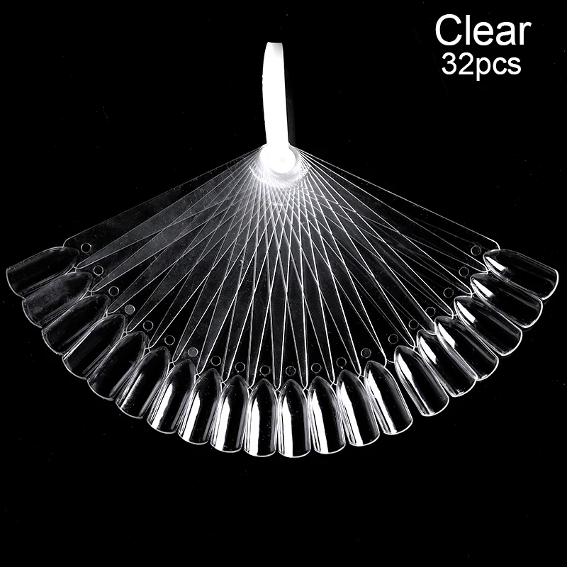Clear 32pcs Накладные советы для наращивания ногтей, полное покрытие, инструменты для маникюра, прозрачный натуральный белый, смешанные цвета, дизайн для ногтей - Цвет: Clear 32pcs