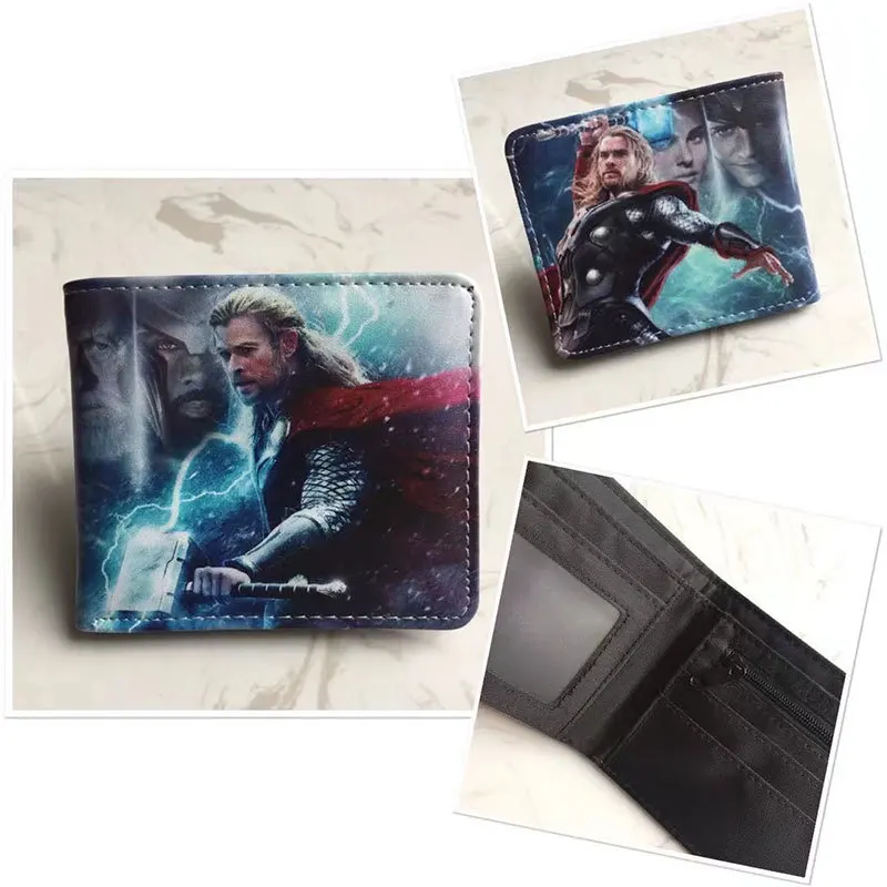 Marvel Men Wallet Q Version Captain America SpiderMan Wallet Men Comic Version Super Heroes Wallet Women with Card Holder Wallet