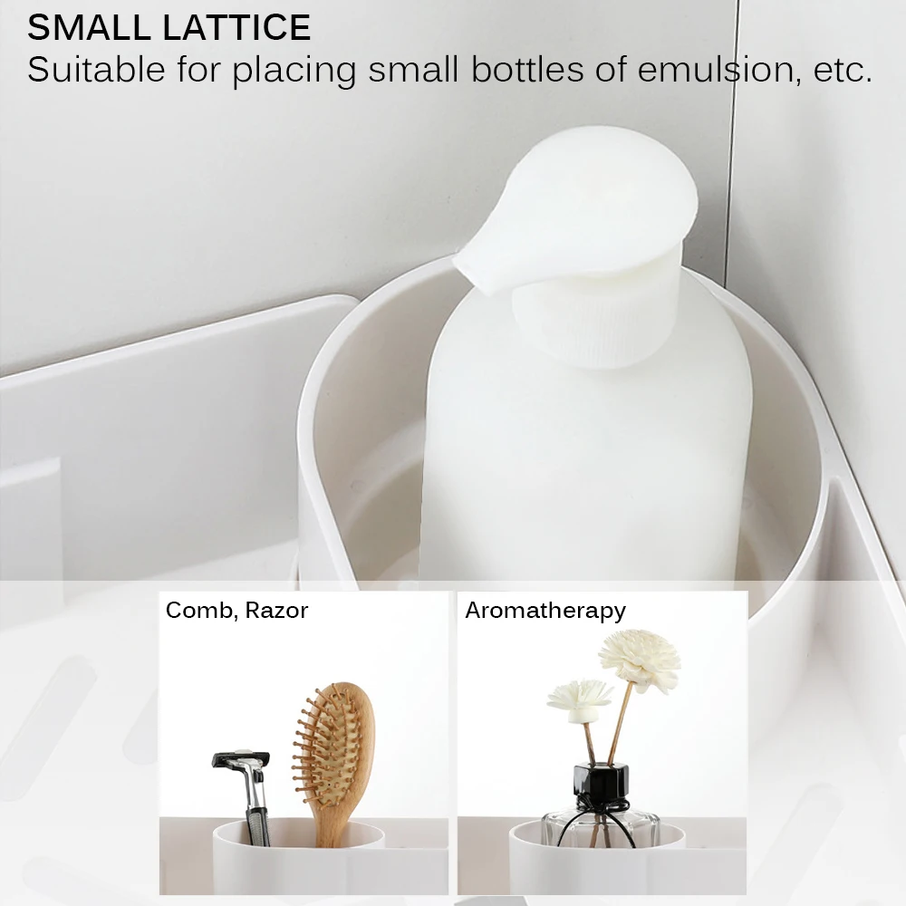 ABEDOE пластиковая угловая стойка для хранения для ванной комнаты, органайзер, душевая полка, вращающийся органайзер для ванной комнаты, дренажный слой, дизайн