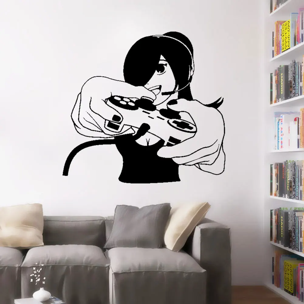 

Gamer Girl Wall Decal Eat Sleep Game Controller Video Game Wall Decals Customized For Kids Bedroom Art Decals DW11916