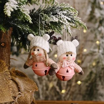 

2pcs Christmas Decorations Antler Children Bell Pendants Tree Pendants (Pink)