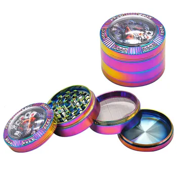 

Zinc Alloy Colorful Herb Grinder with Creative Dice Design Vanilla Tobacco Cigarette Cutting Tool Metal Crusher with Rhinestones