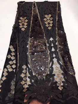 

African Sequin Lace Fabric 2019 Embroidered Nigerian Laces Fabric High Quality French Tulle Lace Fabric For Women ZX30771
