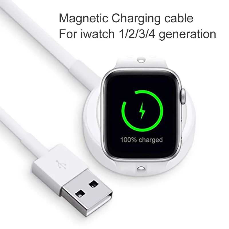 Беспроводной Зарядное устройство для наручных часов Apple Watch, наручных часов Iwatch серии 1/2/3/4 Iphone аксессуары Магнитный Быстрый зарядный кабель 1 м Портативный шнур(белый