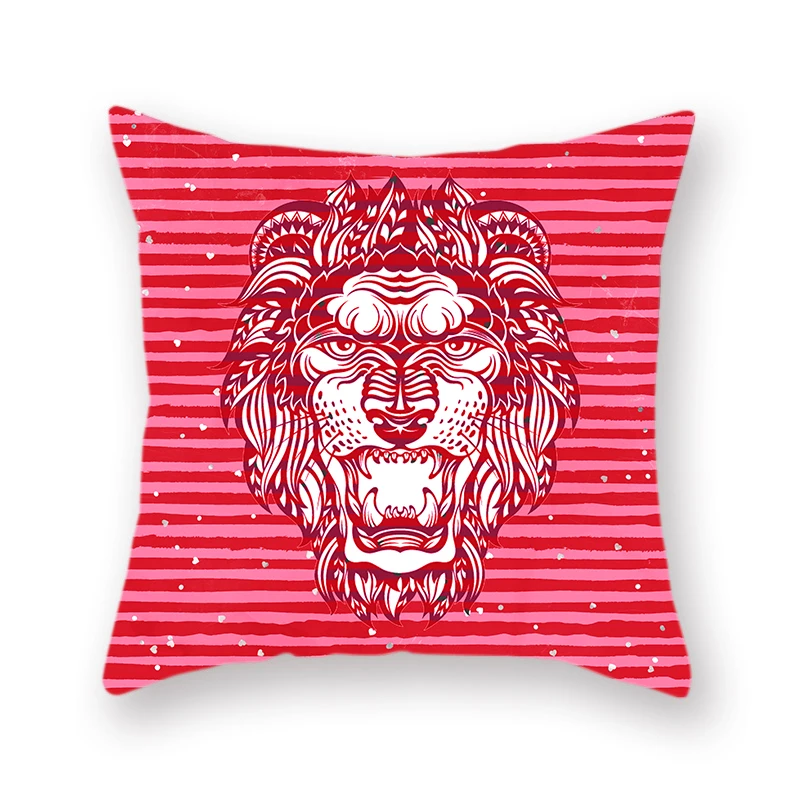Tiger Throw Pillowcase 45x45cm Striped Geometric Background Pattern Decoration Zebra Red/black Yellow Car Sofa Cushion Cover | Дом и сад