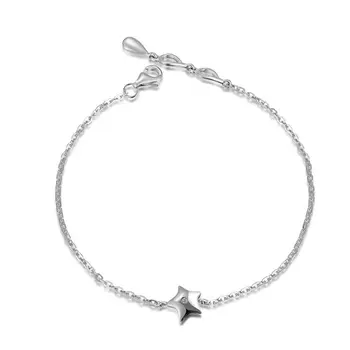 

18K White Gold Diamond Star Charm Bracelet for Women Handmade 0.03ct Natural Diamond Jewelry Wedding Party