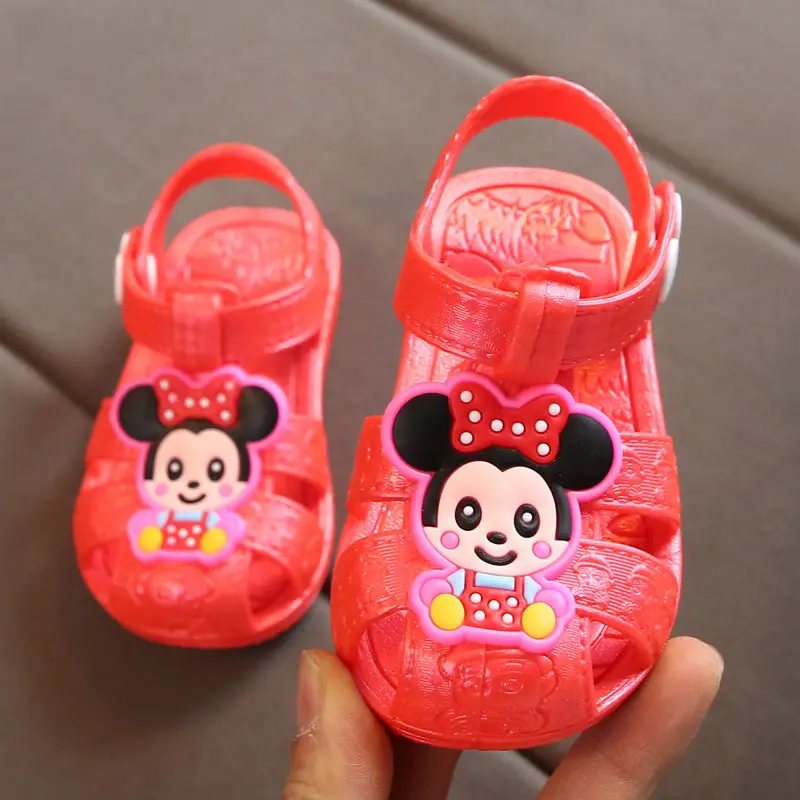 

1-3 Years Old Infant Kids Summer Shoes Toddler Soft Sandals Closed Toe Anti-Slip Slippers Baby High Quality Walking Micky Shoes