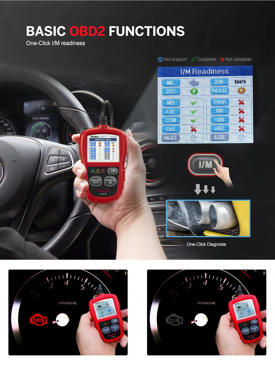Autel AutoLink AL319 автоматический считыватель кода диагностический инструмент OBD2 сканер autel al319 automotriz считывание и стирание кода PK elm327 ML319