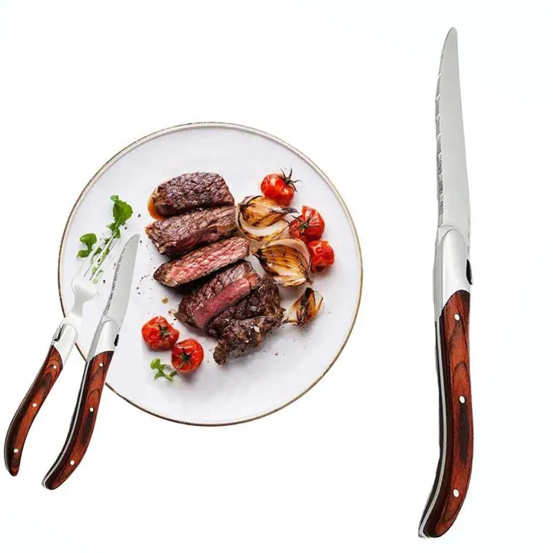 Ножи из нержавеющей стали для стейка стиль Laguiole столовый нож набор посуды с деревянной ручкой столовые приборы кухонная посуда 8,8''