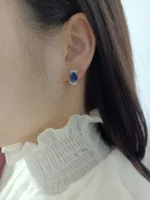 GEM'S BALLET New 2.02Ct Oval Natural Blue Sapphire Classic Earrings 925 Sterling Silver Stud Earrings For Women Wedding Jewelry - Image 2