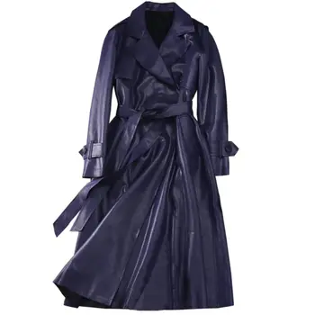 

plus size 4XL!New Autumn Suede Trench Coat Women double breasted OL Long Elegant Outwear Female Overcoat Slim Windbreaker