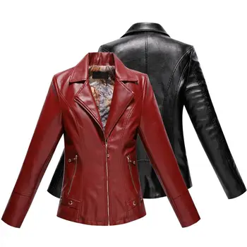 

New Arrival 2020 Women Motorcycle Faux Leather Jackets Ladies Long Sleeve Autumn Winter Biker Streetwear PUCoat Plus Size 6XL