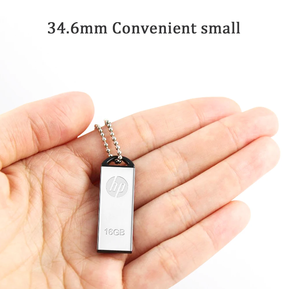 Hp usb флеш-накопитель 2,0 серебристый металлический флеш-накопитель мини-накопитель 64 ГБ 32 ГБ 16 ГБ флеш-накопитель флэш-накопитель брелок диск на ключ