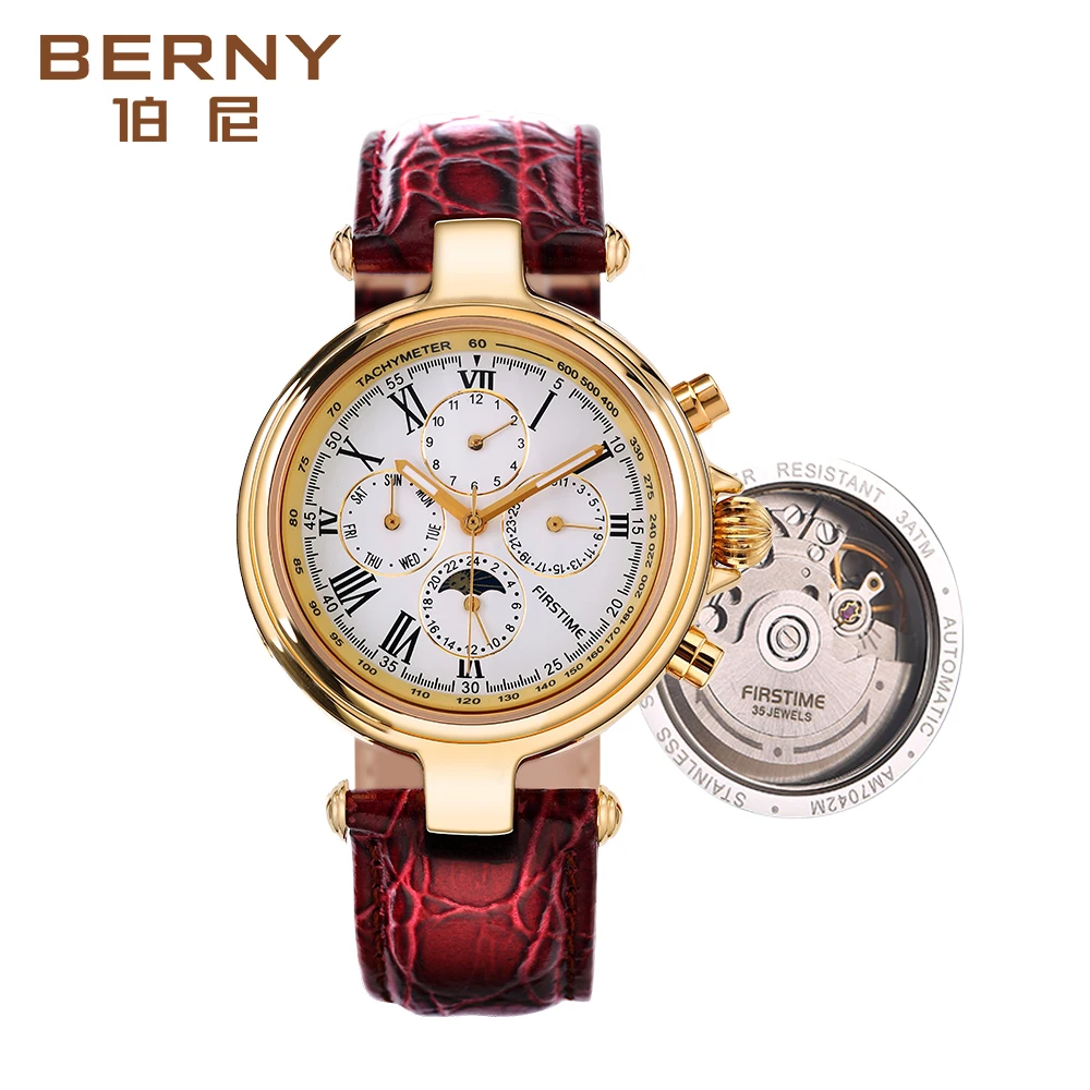 Najtaniej Słynna marka luksusowy zegarek ze stali nierdzewnej zegarek męski automatyczny zegarek mechaniczny faza księżyca zegarki mechaniczne prezent na boże narodzenie