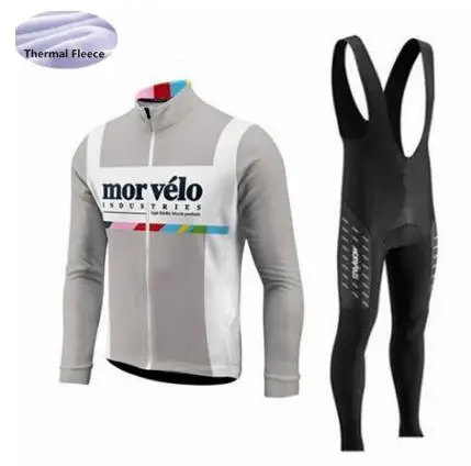 4 MORVELO team Велоспорт Джерси набор с длинным рукавом Зимний термальный флис Ropa Ciclismo мужская спортивная одежда для велоспорта на открытом воздухе - Цвет: 4