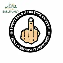 EARLFAMILY 13cm x 9.2cm for Middle Finger Approval Sign Car Stickers Sunscreen Vinyl JDM Waterproof Bumper Trunk Truck Graphics