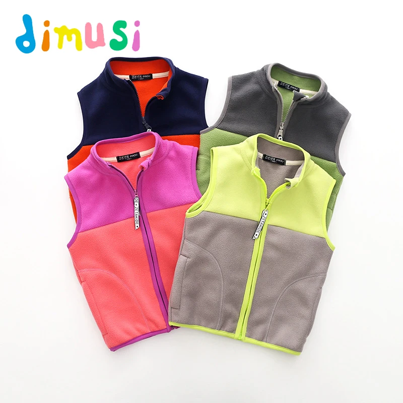  DIMUSi Winter Girl's Vest Jackets Casual Children Outwear Sleeveless Coats Baby Kids Polar Fleece S