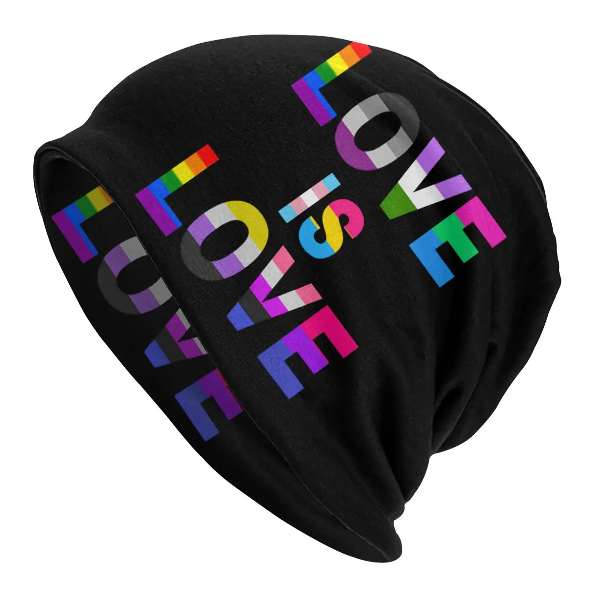 

Love Is Love Bonnet Hats LGBT Pride Gay Rainbow Harajuku Knit Hat Vintage Skullies Beanies Hats Men's Spring Warm Dual-use Caps