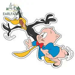 EARLFAMILY 13 см x 11 см для Looney ttes Daffy Duck & Porky Pig индивидуальная креативная наклейка s Виниловая Наклейка Граффити наклейка s