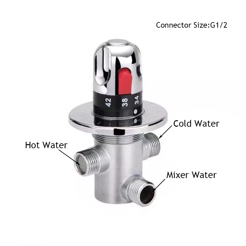 Chrome thermostatic brass mixer valve brass cartridge mixer valve hot cold water temperature control bathroom accessories thermostatic mixing valve