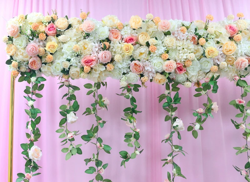 JAROWN Artificial Rose Flower Row Flower Ball Wedding Centerpieces Candle Stick Flower Stand Hydrangea Silk Fake Flowers Home Decor (13)