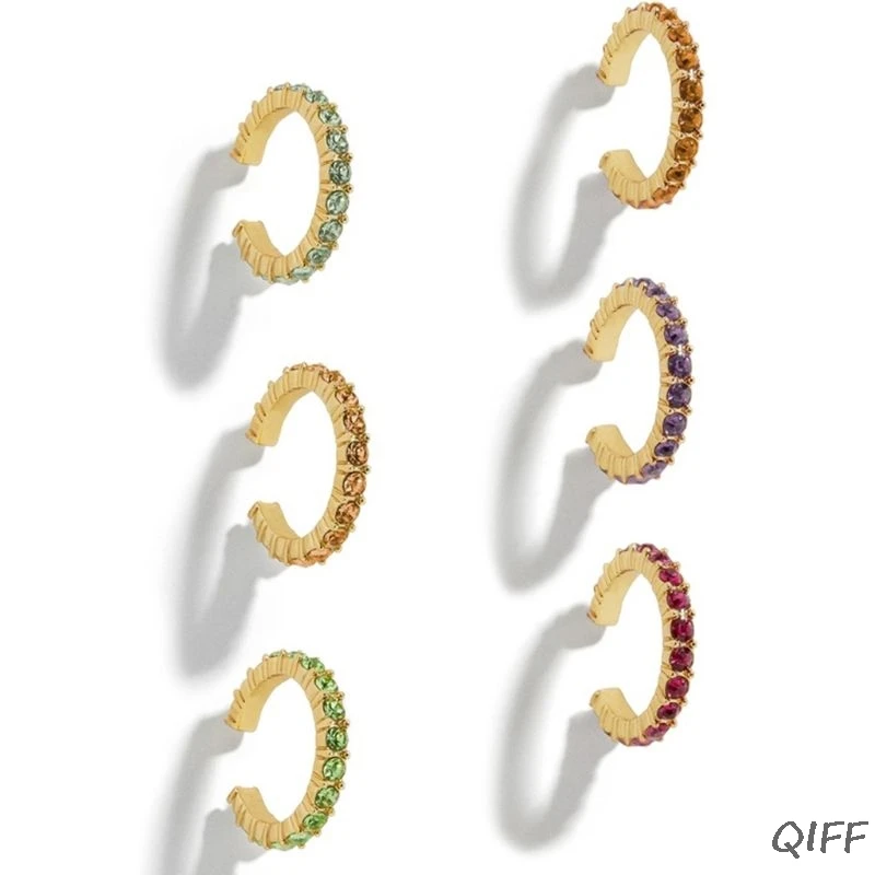 

New Ear Bone Clip Earrings C-type Fashion Exaggerated Alloy Rhinestone Earring