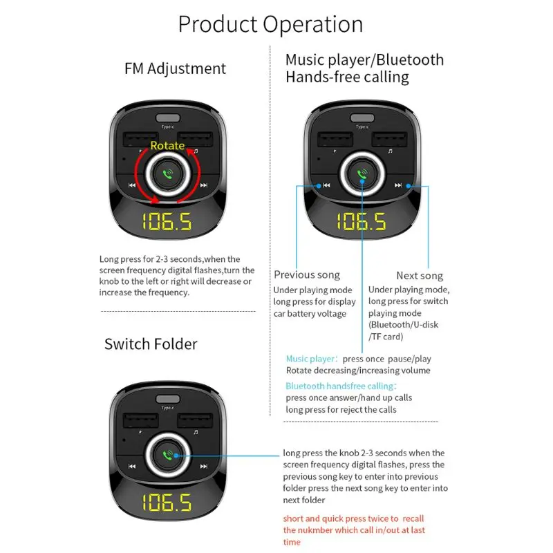 Автомобильный Bluetooth fm-передатчик Aux модулятор аудио MP3-плеер Автоаксессуары