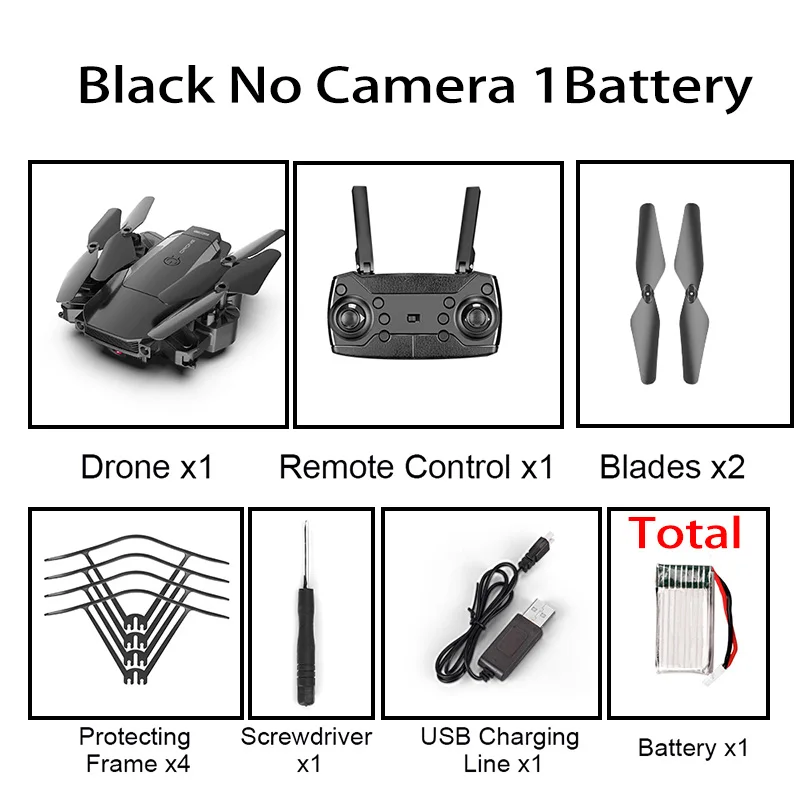 XKJ Дрон F84 WiFi Дрон длительный срок службы батареи RC складной Квадрокоптер 4K HD аэрофотосъемка игрушки на дистанционном управлении - Цвет: Black no Camera 1B