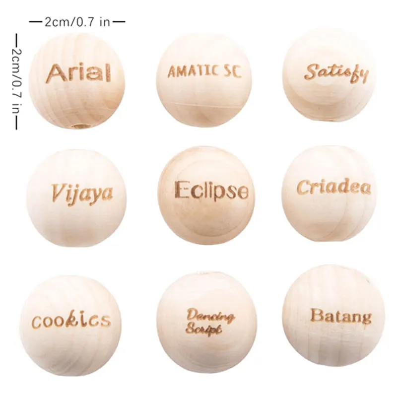 

100PCS 20mm Baby Wooden Beads Teether Customize Logo Engraved Wooden Blank DIY Nursing Necklace Bracelet Children Goods BPA Free