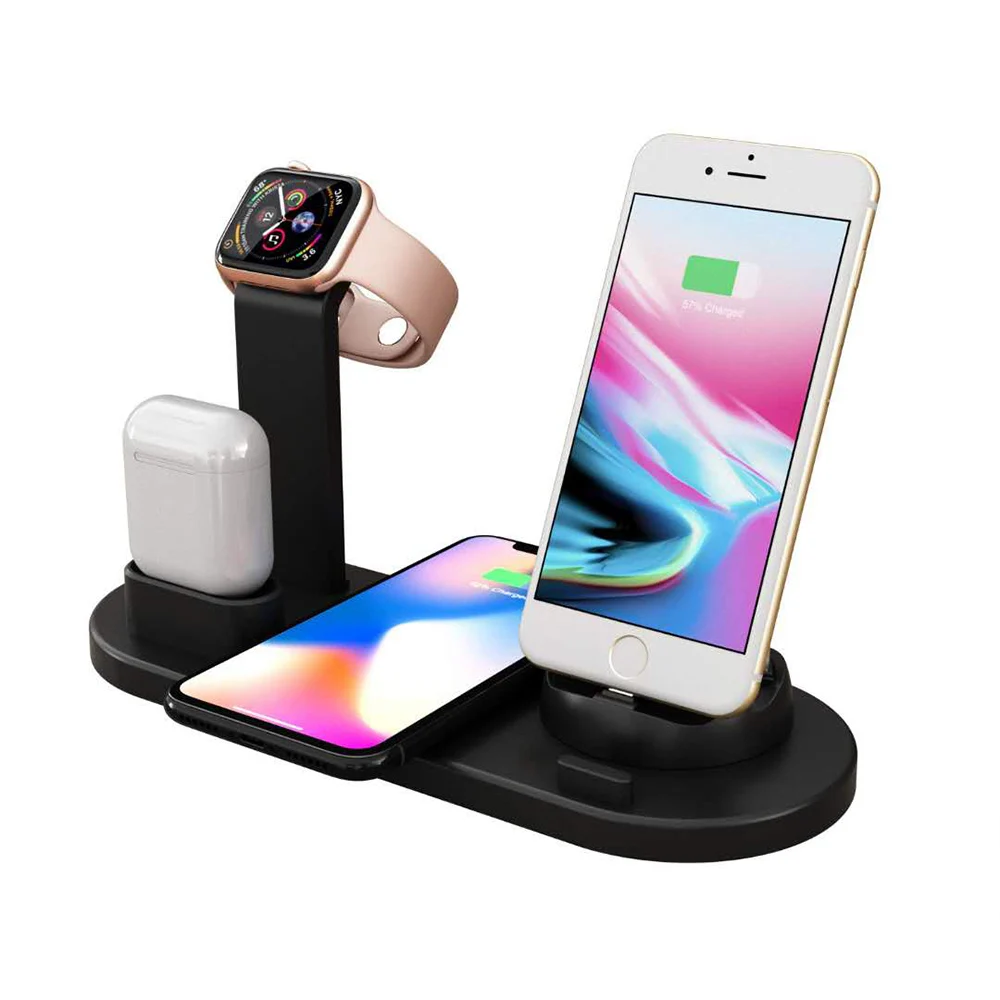 HEYPOD 3 в 1 зарядная док-станция держатель для iPhone X XR 11 8 Plus Airpods USB Беспроводная зарядная станция база для Apple Watch 4/3/2/1