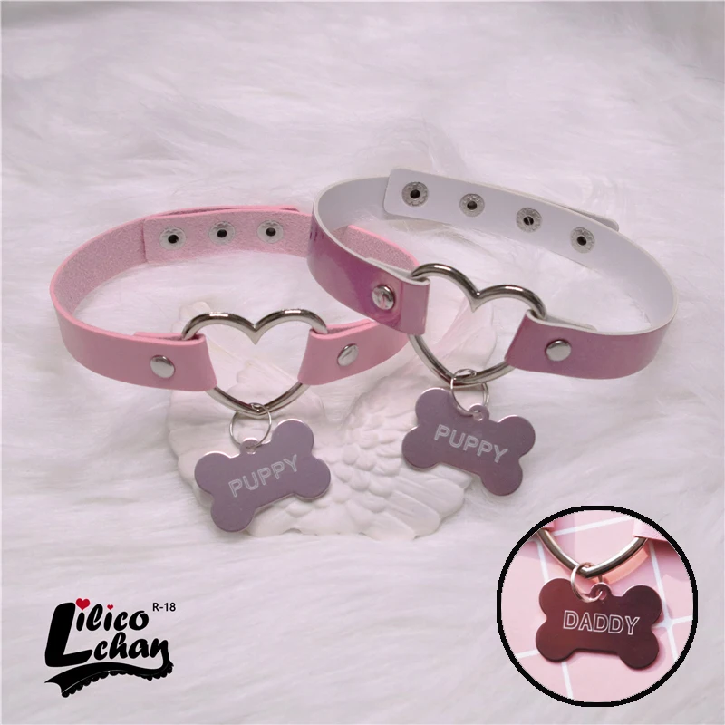 Fashion Jewelry Necklaces Short Peach Puppy-Choker DADDY DDLG Pink Heart Girl for Cute