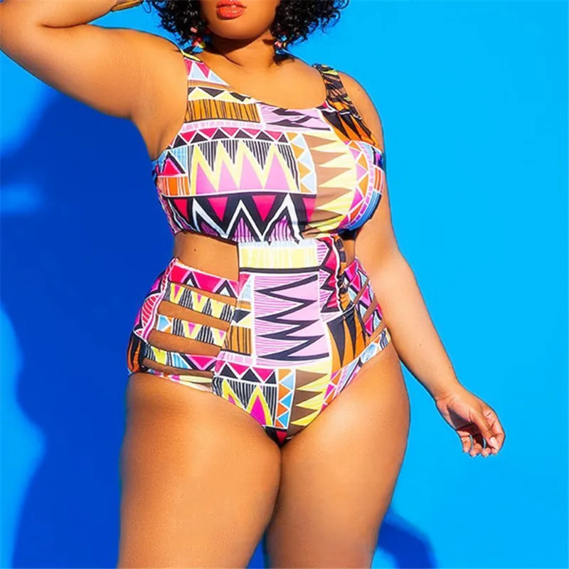 Bkning 4XL Plus Size Women Swimsuit One Piece Bathing Suit for Woman 2020 Swimsuits Strapless Plaid Joint Swim Large Monokini XL