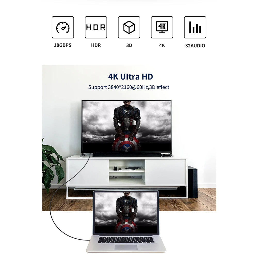 Ultra hd кабель HDMI 2,0 4k 60hz шнур для ps4 ноутбука компьютера xbox apple tv 0,5 м 1 м 2 м 3 м 5 м HDMI 4 К кабель