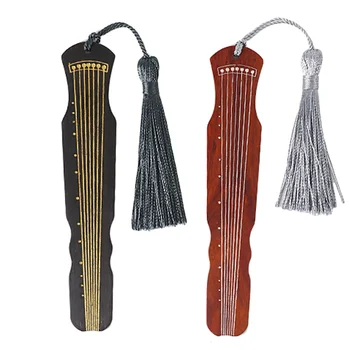 

2 Pcs/1 Set Wooden Bookmark Chinese Zither Bookmark Practical Creative Souvenirs Gift Mark for Book
