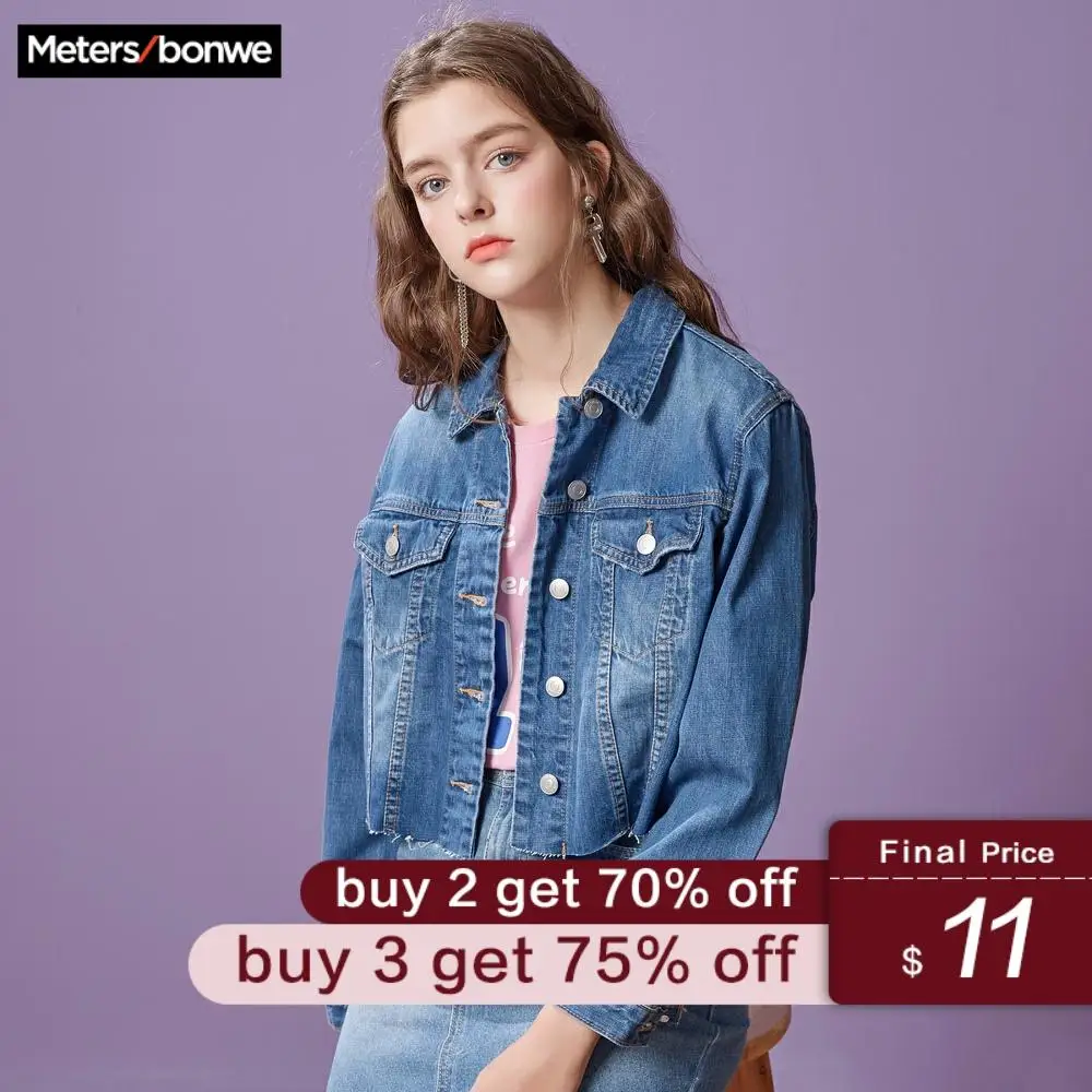 

Metersbonwe brand ladies denim jacket spring new short coat with trendy bf top
