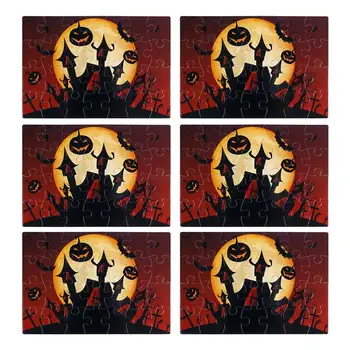 

6 Sheets Educational Puzzle Useful Practical Creative Halloween Pattern Puzzles Paper Puzzles Early Learning