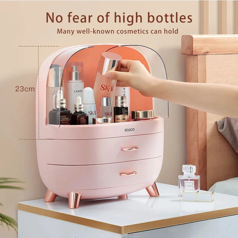 Makeup Pencil Holder New Fashion Large Capacity Cosmetics Storage Box Waterproof And Dustproof Bathroom Desktop Beauty Makeup Drawer Storage Cabinet best Makeup Organizers